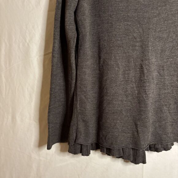 Debbie Morgan Long Sleeve Ribbed Front Flared Open Cardigan Sweater Brown Large - Picture 10 of 16